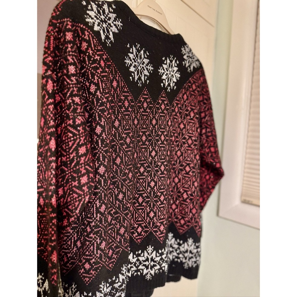 Jonathan Cass Cardigan Women 5 Fair Isle Nordic Sparkle Snowflake Vintage USA XL - Picture 8 of 9
